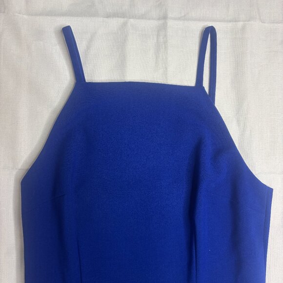 French Connection Mini Dress Royal Blue Whisper High Neck Spaghetti Strap Size 6 - Picture 4 of 5
